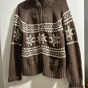 Fresh Brown and Cream Patterned Cardigan